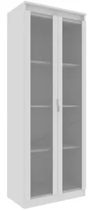 OFFICE CABINET WITH 02 GLASS DOORS-WHITE