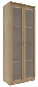 OFFICE CABINET WITH 02 GLASS DOORS-ALMOND
