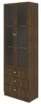 OFFICE CABINET WITH  02 GLASS DOORS AND 03 DRAWERS-WALNUT