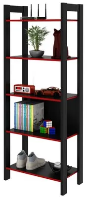 BOOKSHELF-BLACK / RED