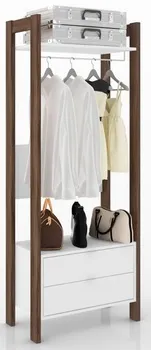 HIGH CABINET 02 DRAWERS-WHITE/WALNUT